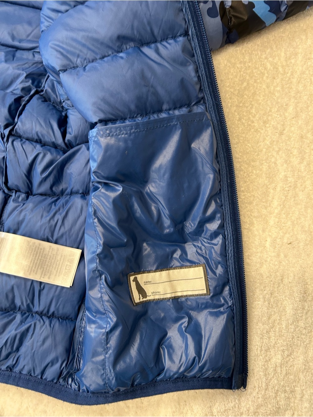 Eddie Bauer Kids M 10/12 Blue Camo Down Hooded Puffer Jacket - Picture 10 of 10
